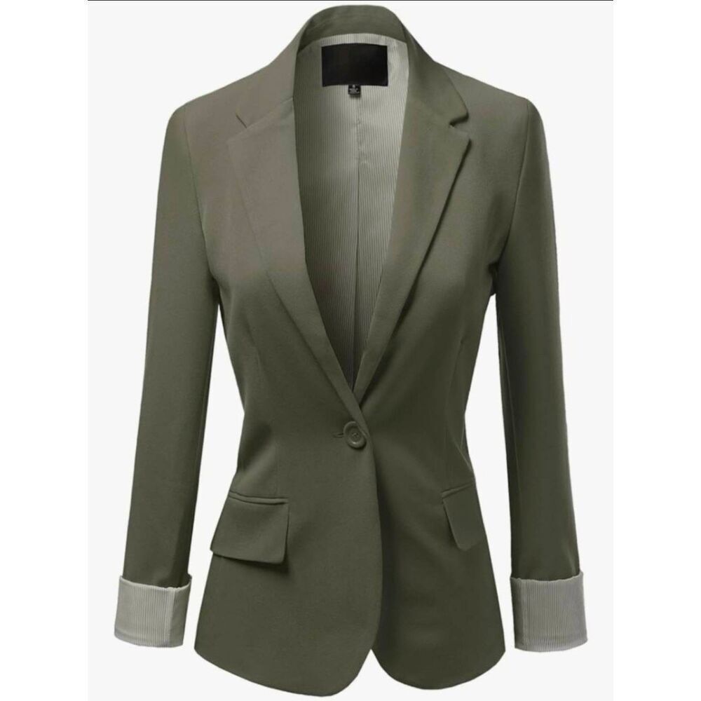 🔥Ambiance Olive Green Boyfriend Lightweight Blazer Large